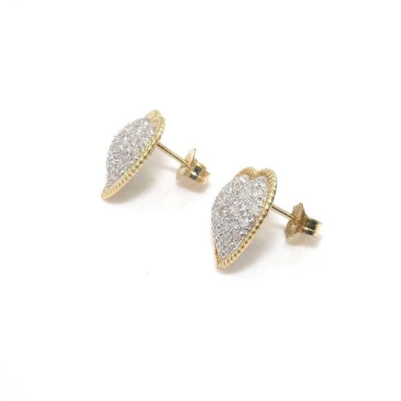 14K Gold Natural Diamond Heart Stud Earrings